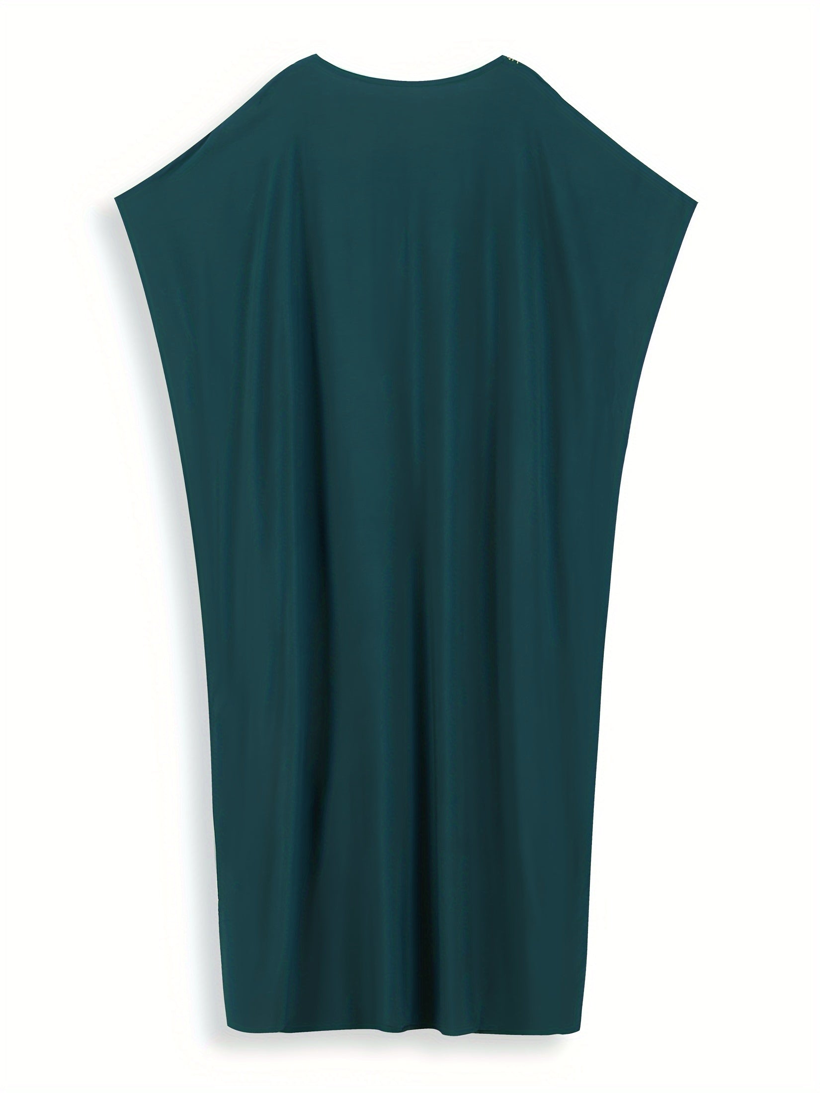 Women's Ethnic V-Neck Dress With Bat Sleeves and Side Slits for Beach Vacations