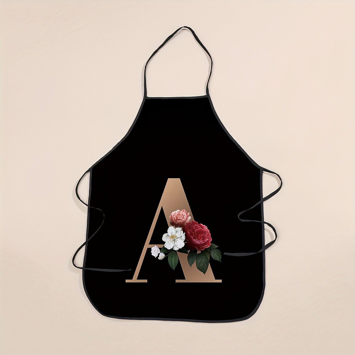 Polyester Apron with Adjustable Suspenders and Letter Flower Pattern for Restaurant Waiters and Chefs