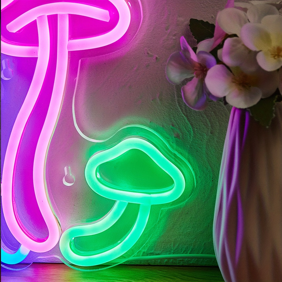 Mushroom-Shaped LED Neon Light Wall Decor for Bedroom Parties Weddings Holiday USB Powered