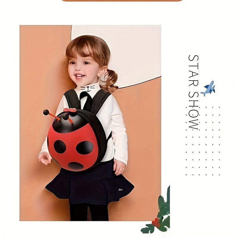 Mochila impermeable de niña con mariquita para niñas y niños de 1 a 3 años EVA resistente a manchas ajustable