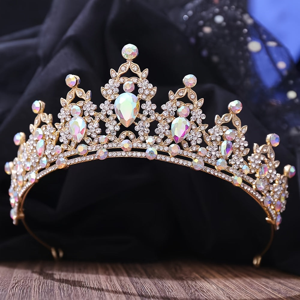 Bridal Tiara with Purple Crystals and Korean Princess Crown for Women