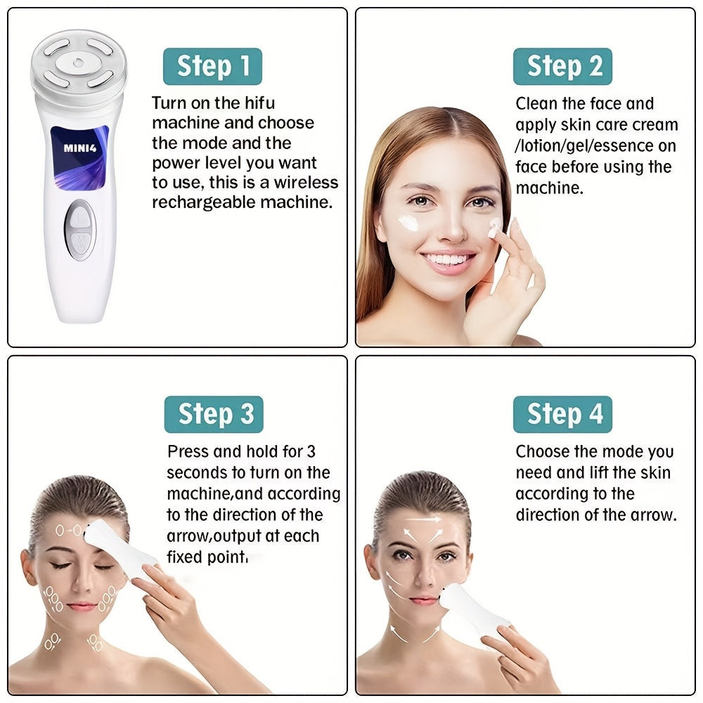 Mini HIFU Facial and Eye Massager for At-Home Skincare and Spa Treatments