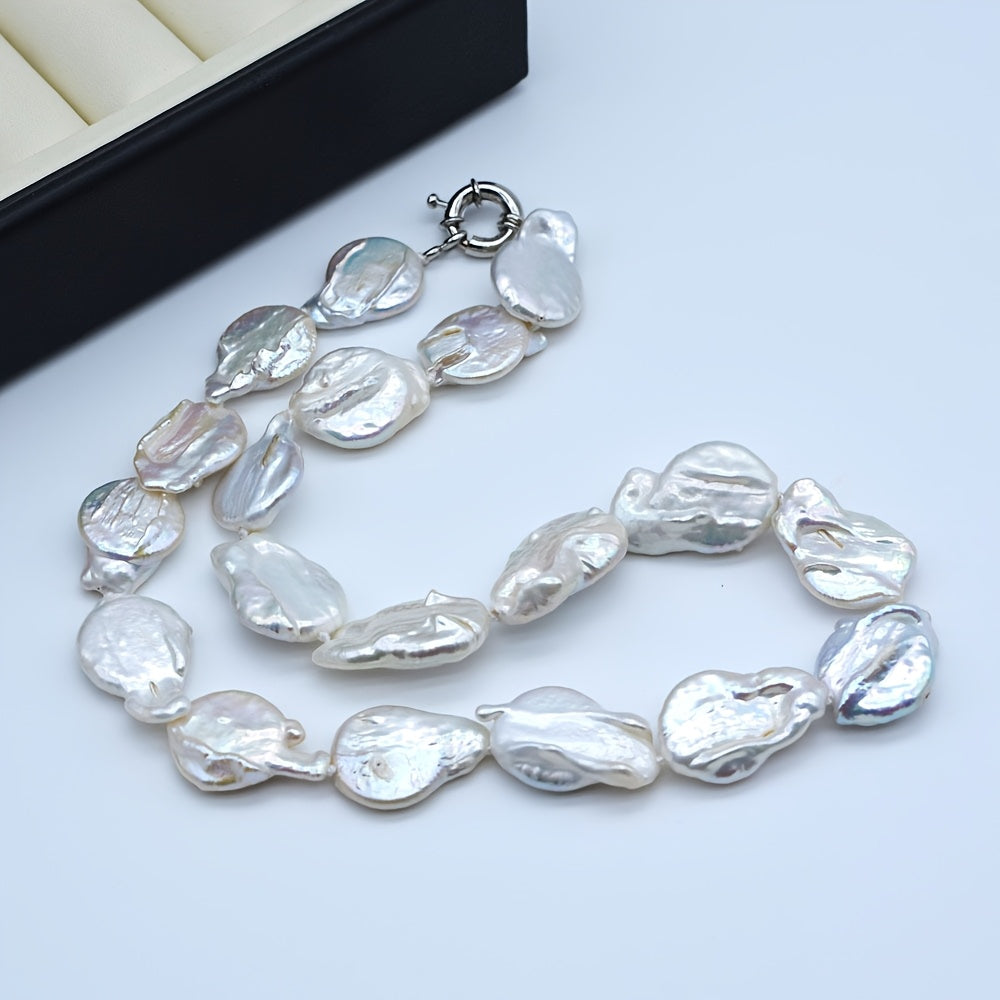 Women's Baroque Pearl Necklace Natural White Freshwater Irregular Teardrop Jewelry