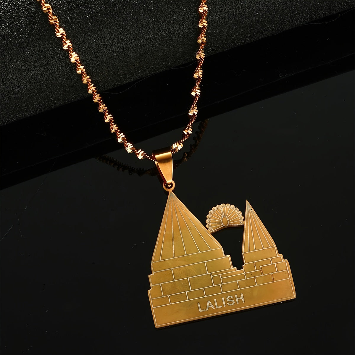 Nayzodli po'lat Yezidi Lalish ma'badiga oid pendant bilaguzuk - Etnik va minimalist uslubda tasodifiy yoki ziyofat kiyimlari uchun mukammal