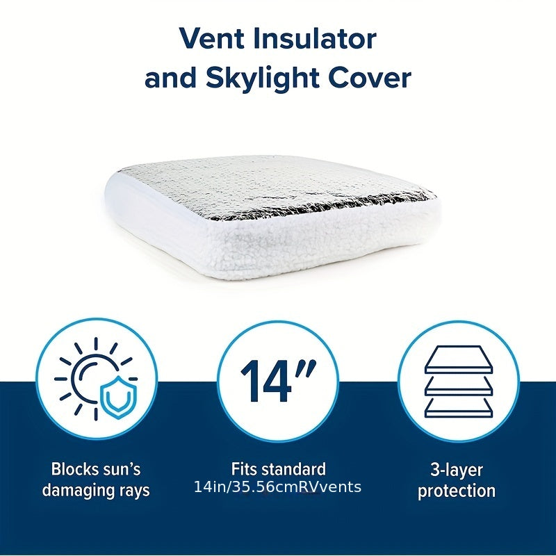 RV Vent Insulator and Skylight Cover with Reflective Surface 35.56cm White