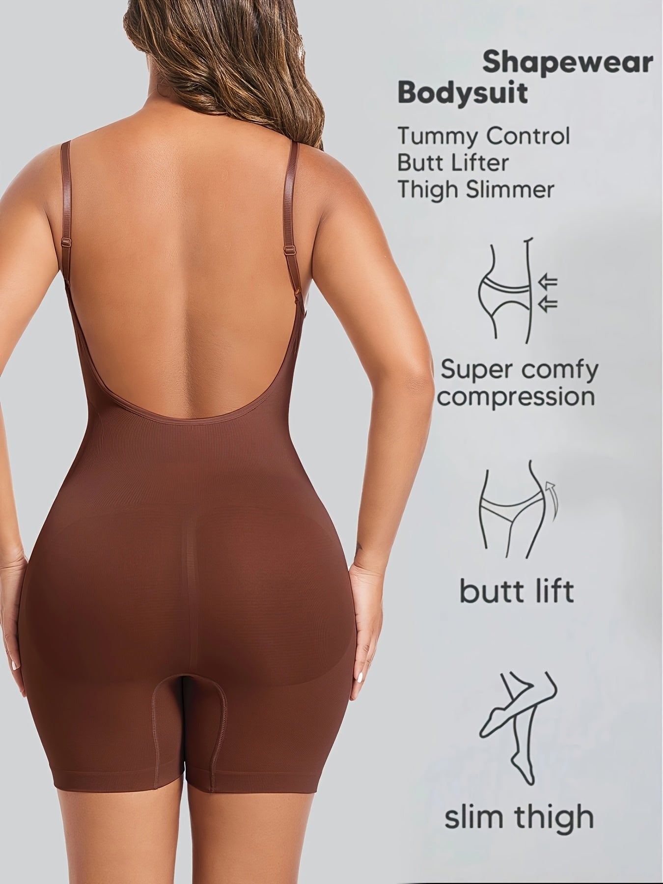 Seamless Backless Shaping Romper for Tummy Control Women Solid Knit Fabric