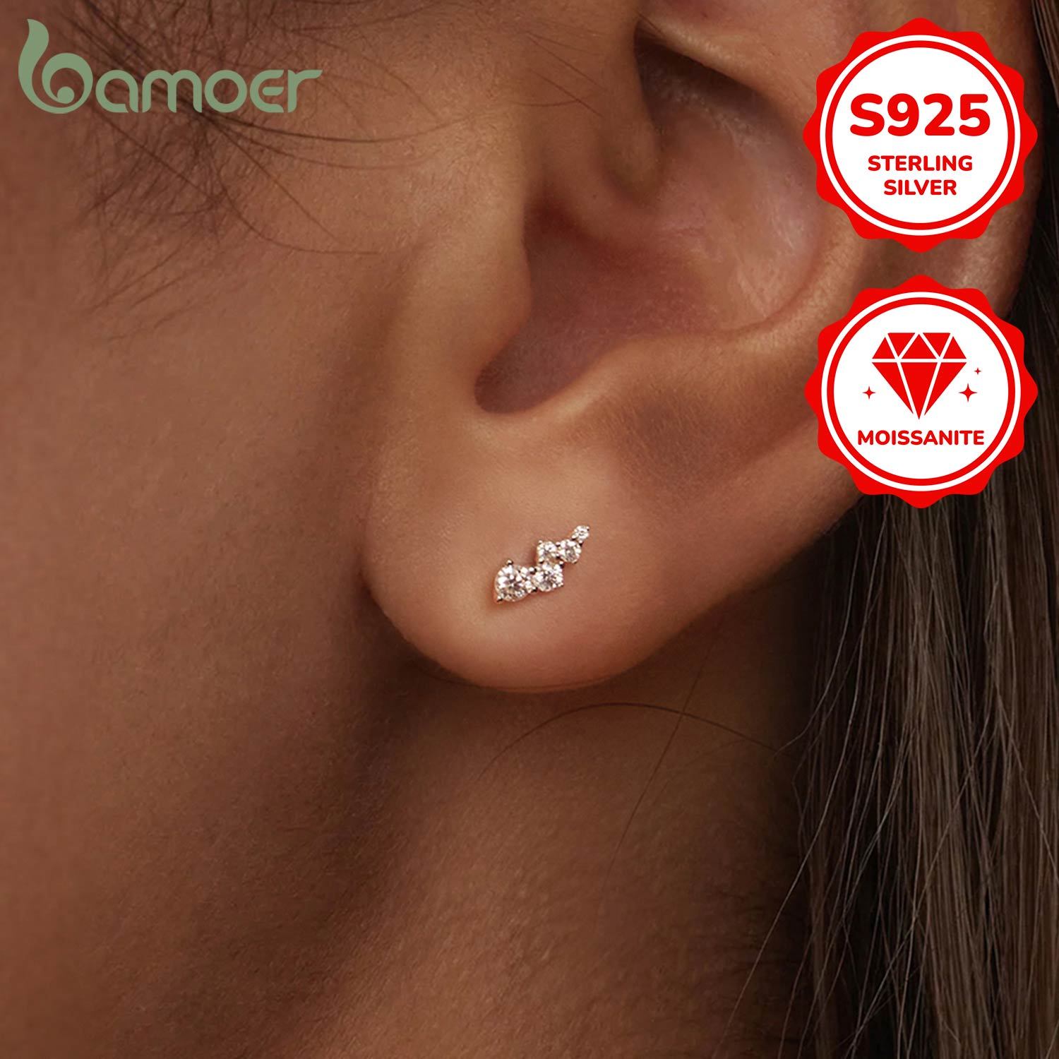 Elegant Silver Earrings for Women with Moissanite Stones 0.005CT to 0.06CT