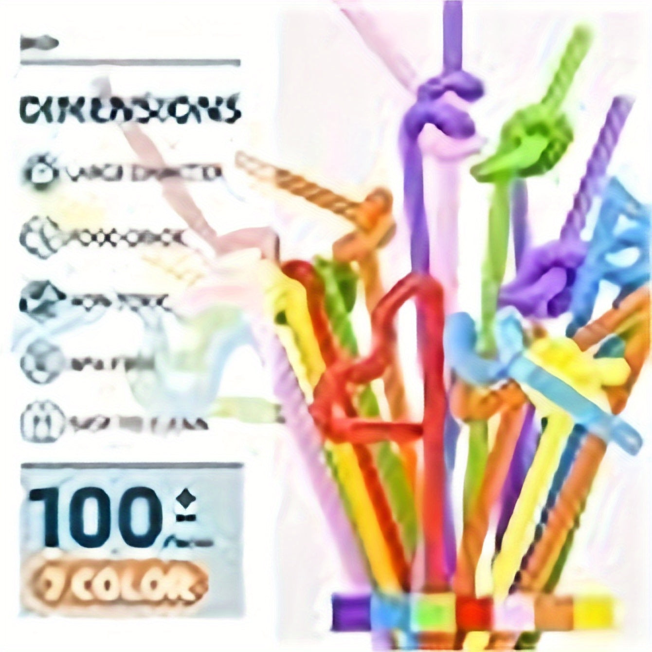 Pack of 100 Colorful Disposable Plastic Straws 32.5 cm Long Curved Party Straws