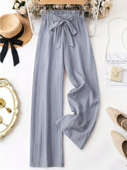 Pantalones casual de mujer de talla grande con pierna recta y cintura ajustable con cordón