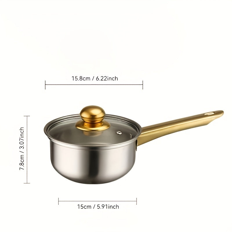 Stainless Steel Cookware Set 12 Pieces Induction Compatible Pots Pans Golden Handles