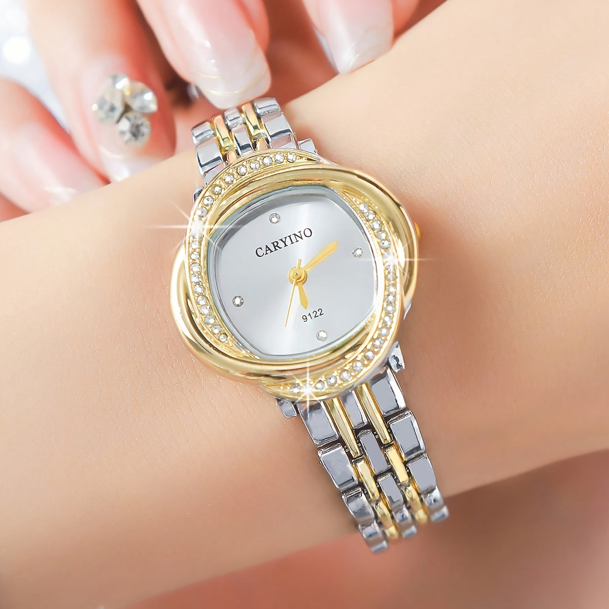 Women's Quartz Watch with Rhinestones Zinc Alloy Elegant for Parties and Dates