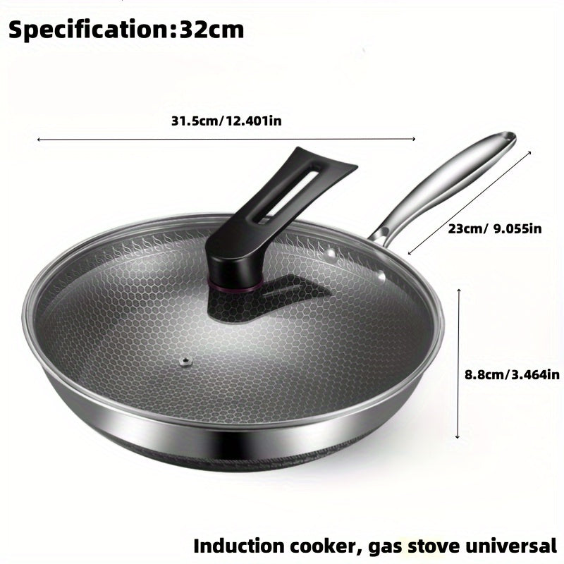 Wok de panal de acero inoxidable 304 con tapa para cocinas de gas y inducción