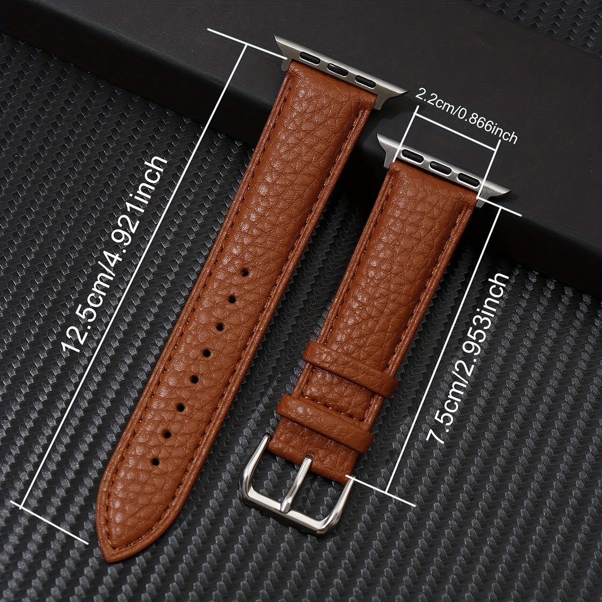 Navy Blue Synthetic Leather Watch Band for Apple Watch with Stainless Steel Clasp Compatible with Series 3-9