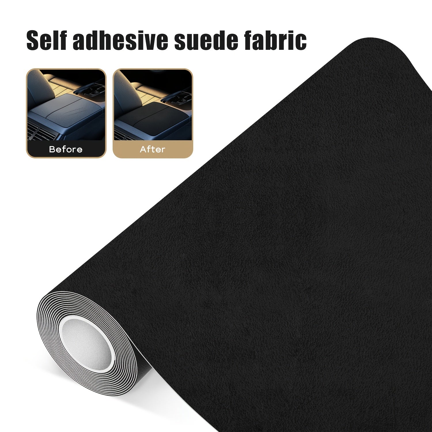 Self-Adhesive Suede Fabric Roll 30x200cm Solid Color for Car Interior DIY Crafts