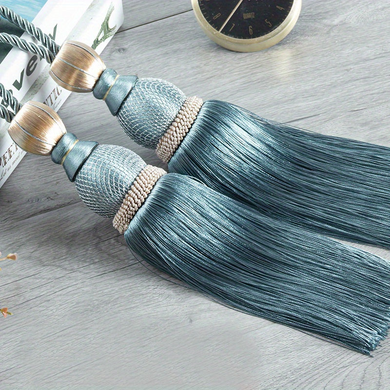 Glam Polyester Curtain Tieback with Tassel Hanging Ball Holdback for Living Room Office Decor