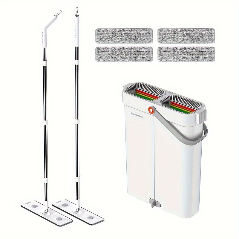 Yorqin toza uy uchun kerak bo'lgan hamma narsani bu to'plam bilan oling, unga 2 ta tekis mop, 4 ta mop mato va qulay kova kiradi. CP uslubi va kamalak rangli chizilgan dizayni bilan qo'lsiz yuvish flat mop tozalashni osonlashtiradi, uzun tutqich bilan esa