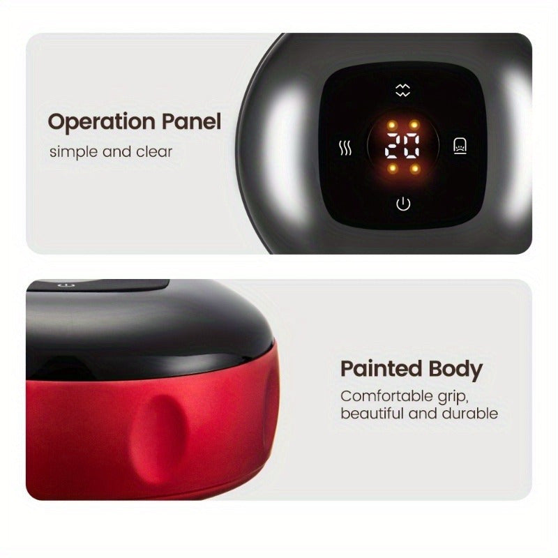 Red and Black Rechargeable Suction Cupping Massager with Digital Display and USB Charging