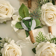 White Artificial Rose Corsage for Weddings and Formal Events