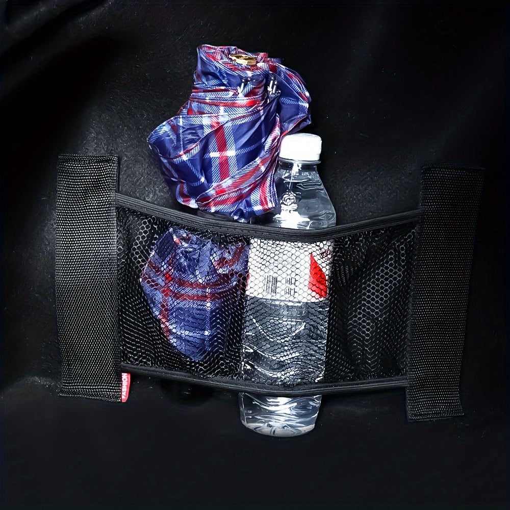 Durable Nylon Mesh Car Trunk Organizer with Rear Seat Back Hanging Cargo Pocket Black