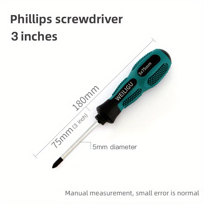 Magnetic Slotted Flat Head and Phillips Screwdriver Set, Non-Slip, 3-4 Inch