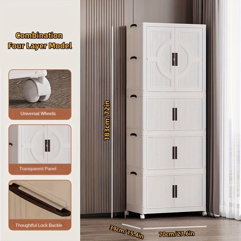 Plastic Modular Storage Cabinet with Dispensers, Foldable Expandable Organizer for Home Office Bedroom