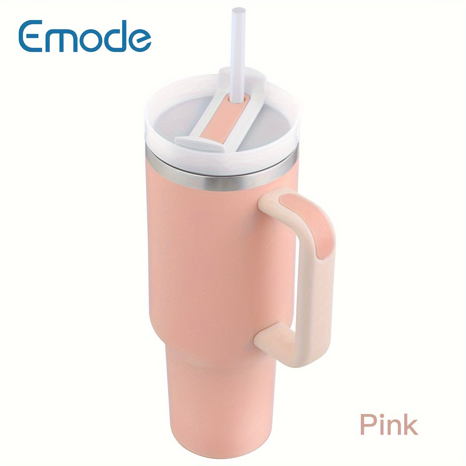 Taza de viaje de acero inoxidable con tapa y asa para bebidas de verano