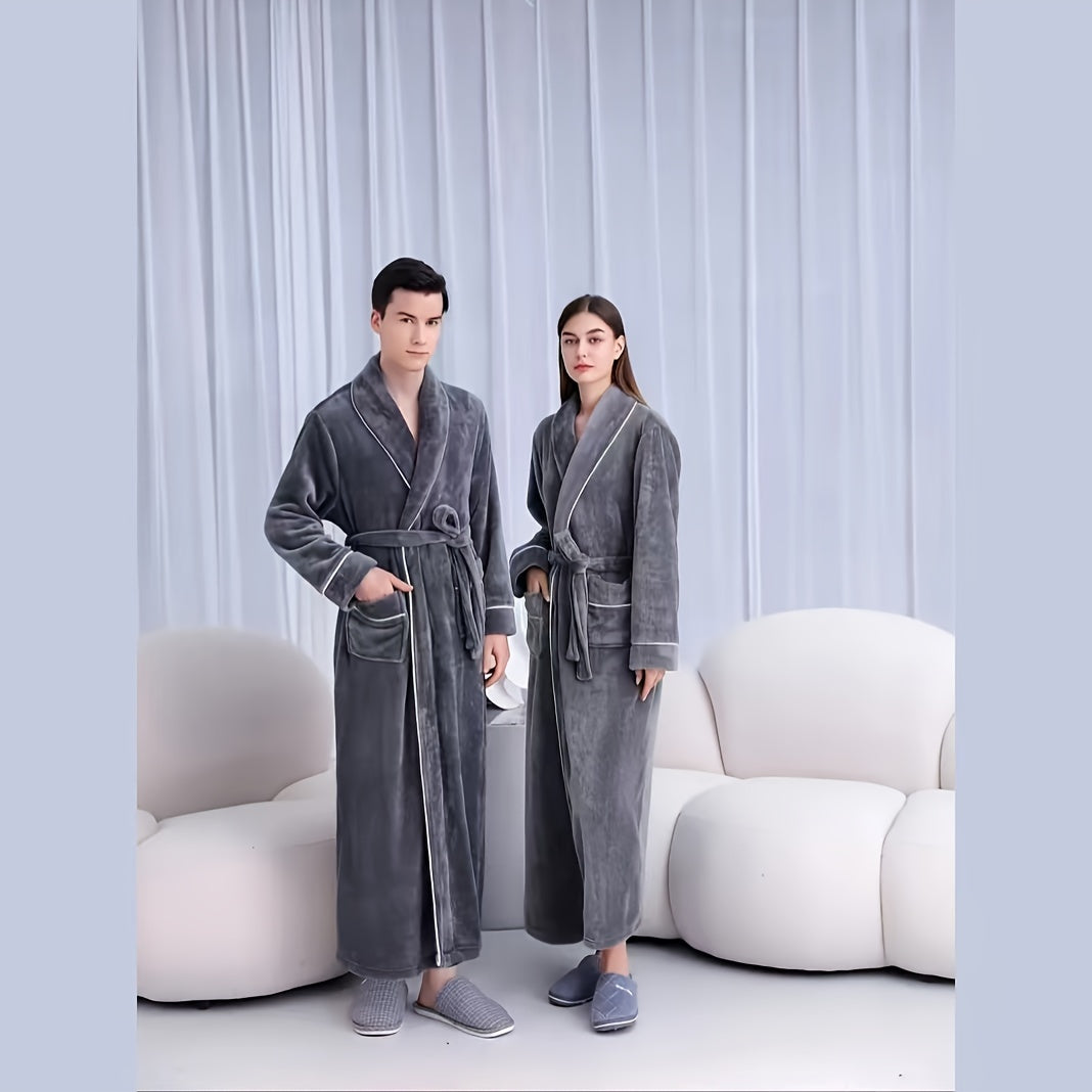Unisex Plaid Bathrobe Soft Comfortable Modern Knit Fabric 300g Polyester Towel Theme