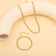 Women’s 18K Gold Plated Stainless Steel Wheat Sheaf Necklace and Bracelet Set Elegant Jewelry for Everyday and Special Occasions