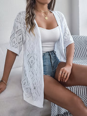 Plus-Size Women's Knit Hollow-Out Cardigan Beach Cover-up Spring Summer