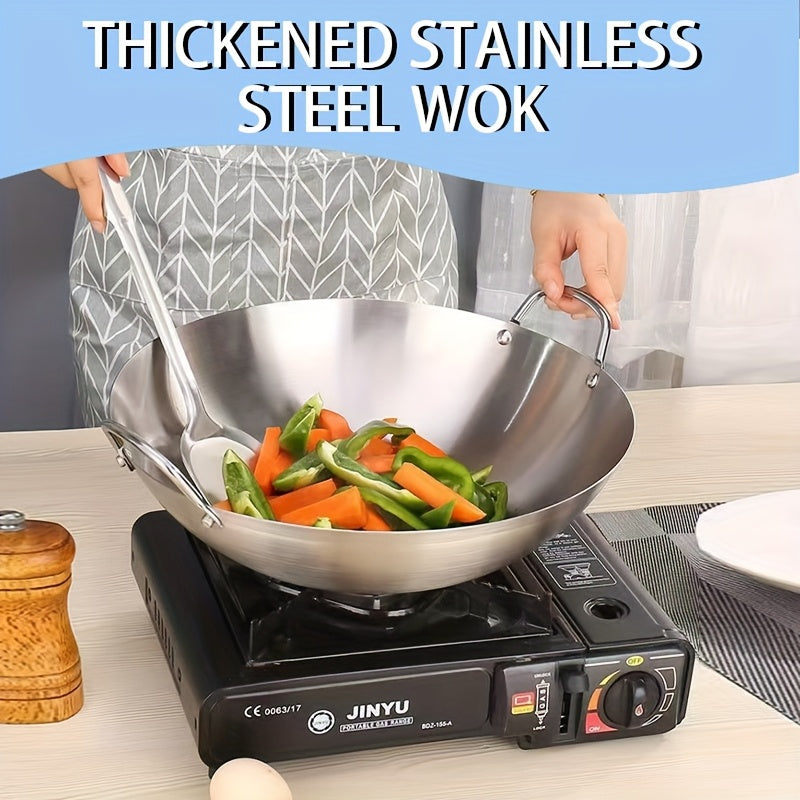 Stainless Steel Wok Commercial Grade Heavy Duty Restaurant and Home Use