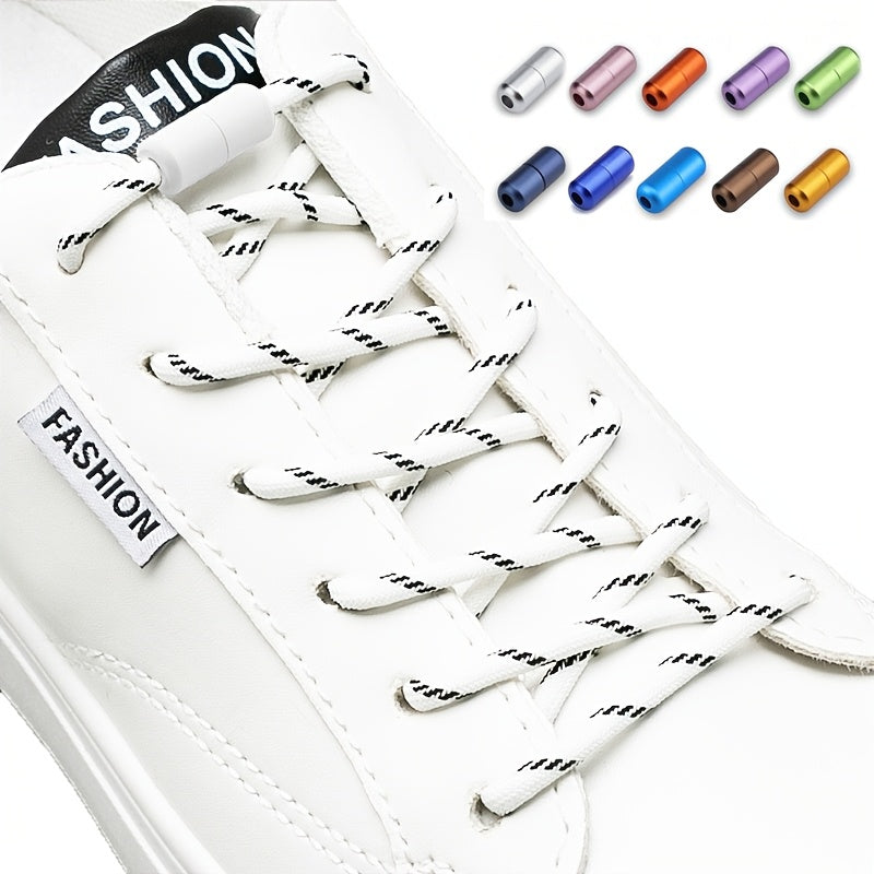 2PCS No-Tie Elastic Shoelaces for Sneakers and Boots Soft Acetate Fiber