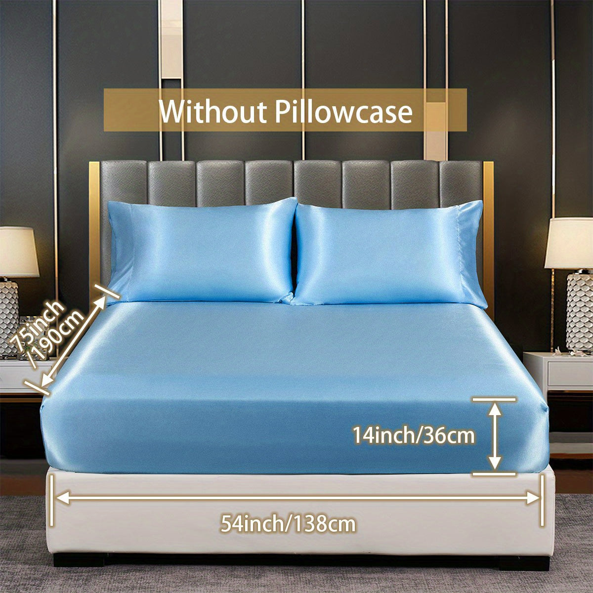 Satin Solid Color Fitted Sheet Luxuriously Soft Bedding for Bedroom and Guest Room