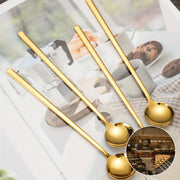 4-Piece Set of Gold-Tone Stainless Steel Serving Spoons for Coffee Tea Desserts