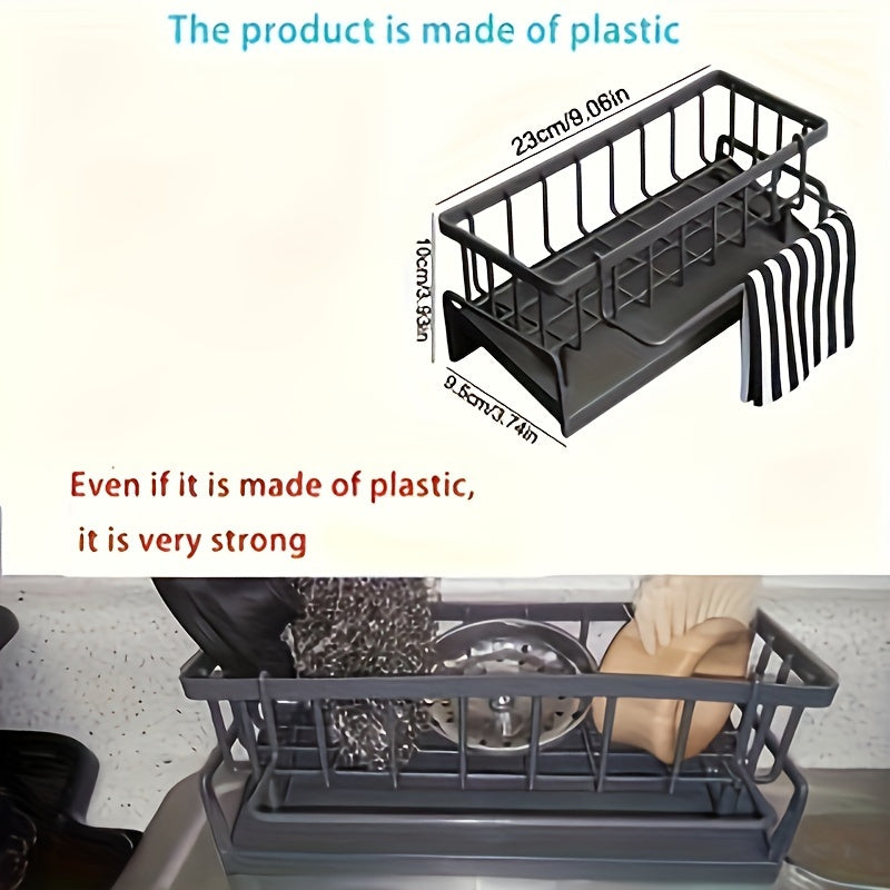 Kuchka sinki tashkilotchisi rack ikki qavatli drenajli plastmassa qora saqlash uchun yuvish cho'tkalar va tozalash asboblari