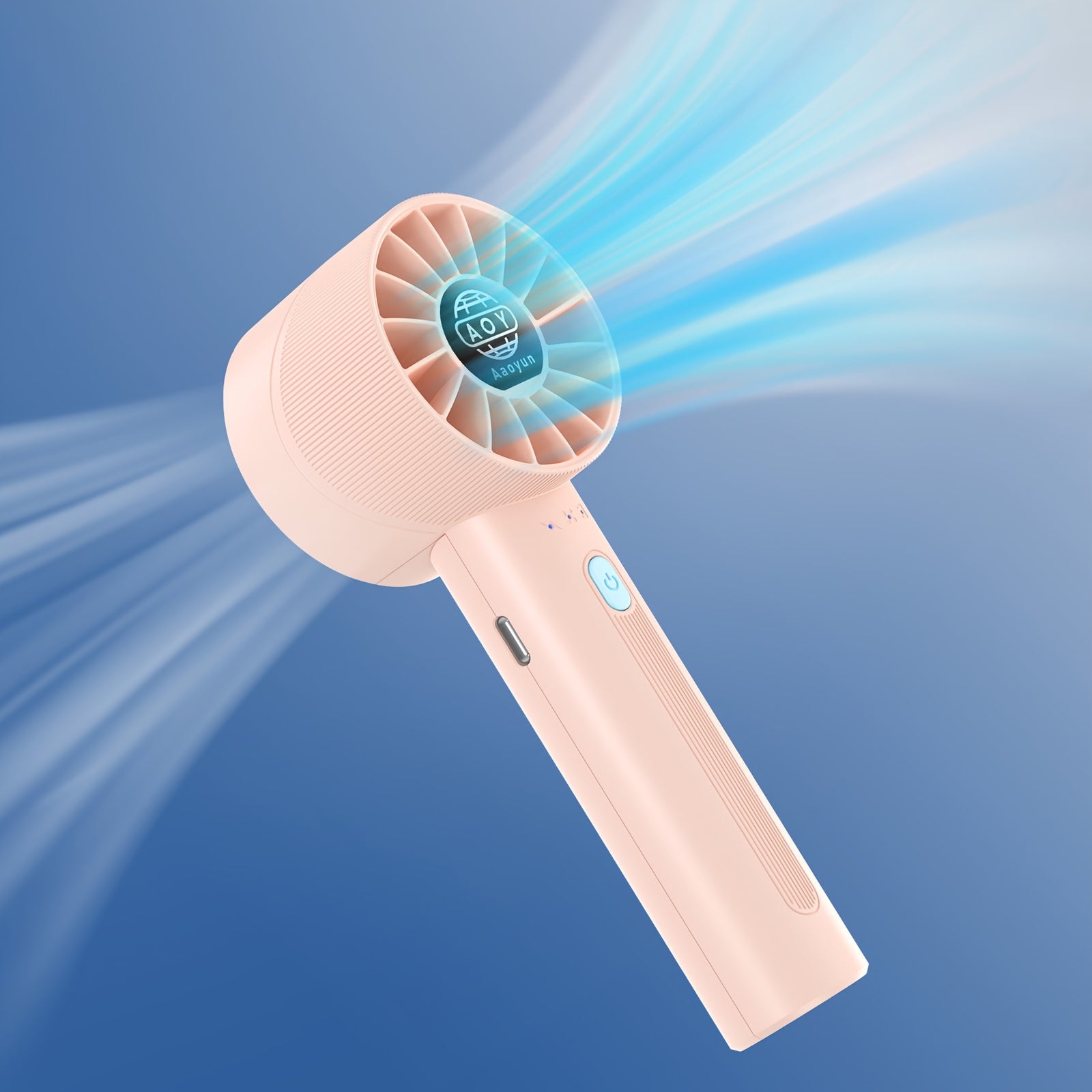 Rechargeable Mini Turbine Fan with USB Port, Portable Handheld Fan, 4 Speeds