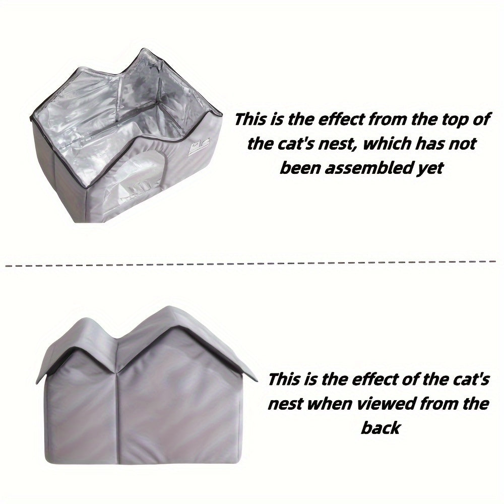 Кошачий дом для любой погоды с съемным ковриком и одеялом с отпечатком лапы для использования внутри и снаружи