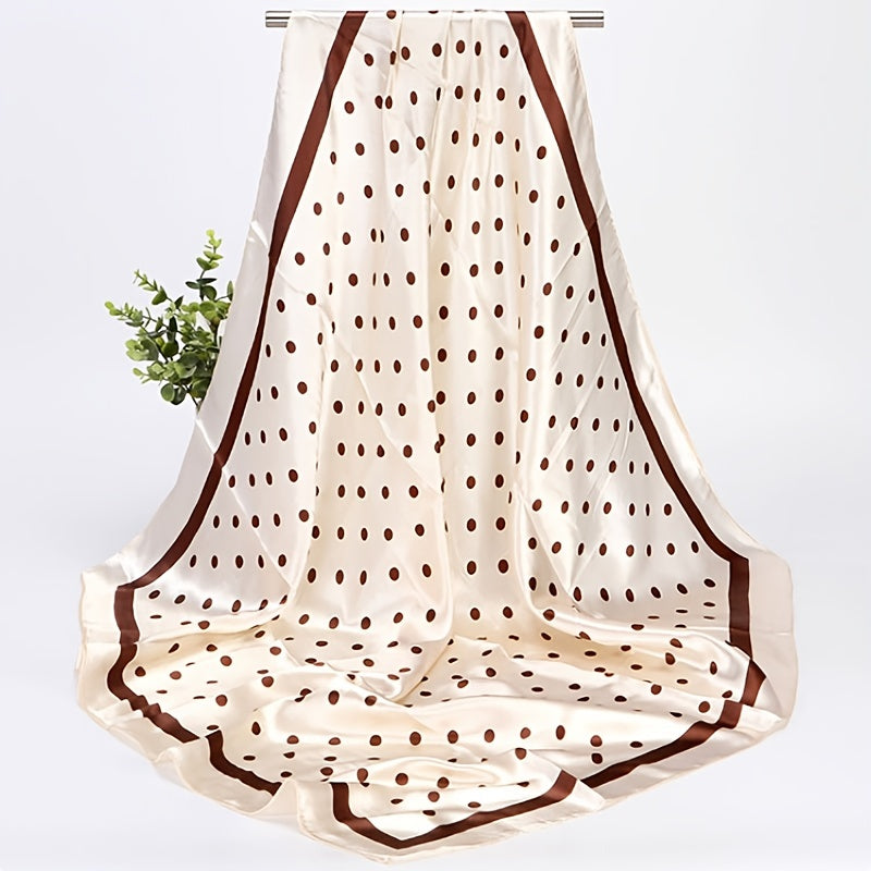 Lightweight Satin Polka Dot Scarf 88.9cm Square Faux Silk Fashion Accessory