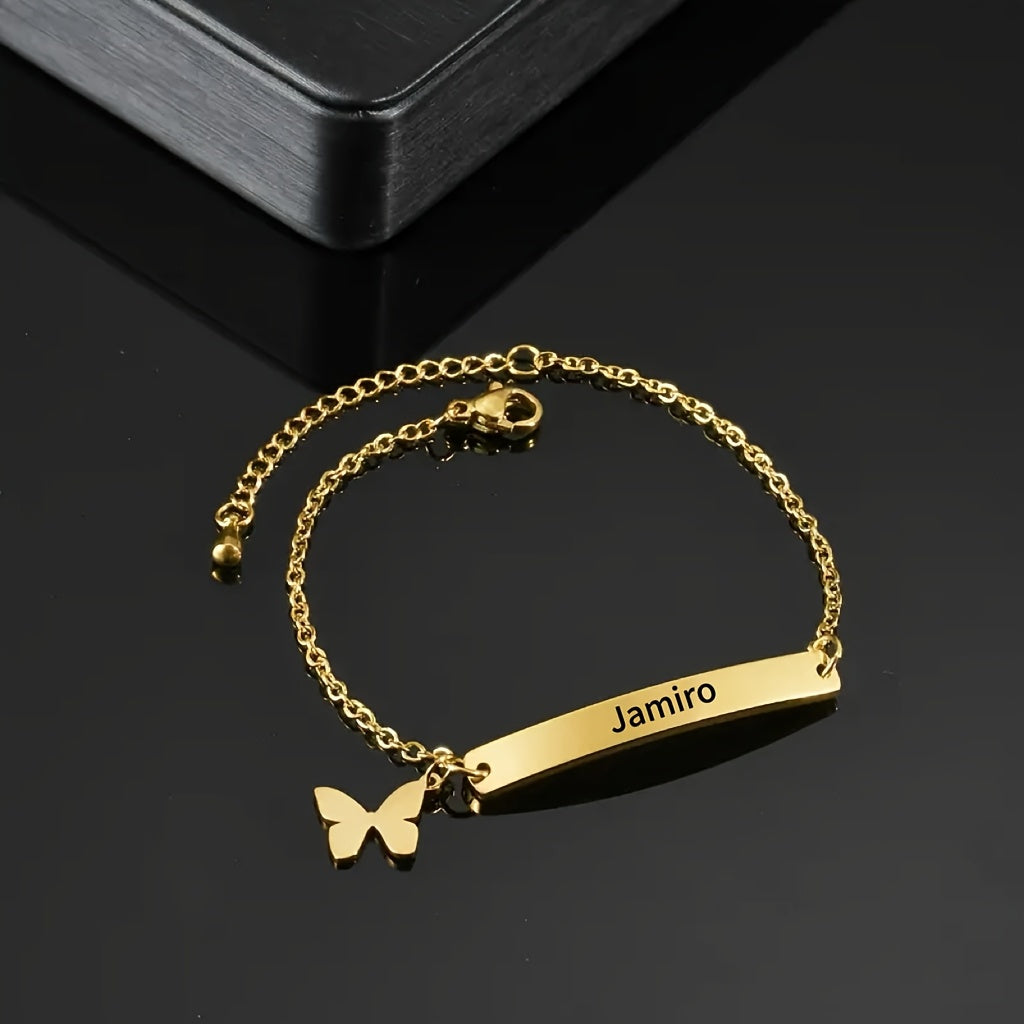 Ayollar uchun zamonaviy minimalist maxsus ism bilaguzuk, yurak va yulduz charm bilan zanglamaydigan po'latdan tayyorlangan. Har qanday tadbir uchun ideal sovg'a. Shaxsiylashtirilgan va berish uchun mos. Ko'rinishingizga bir oz porlash qo'shing.