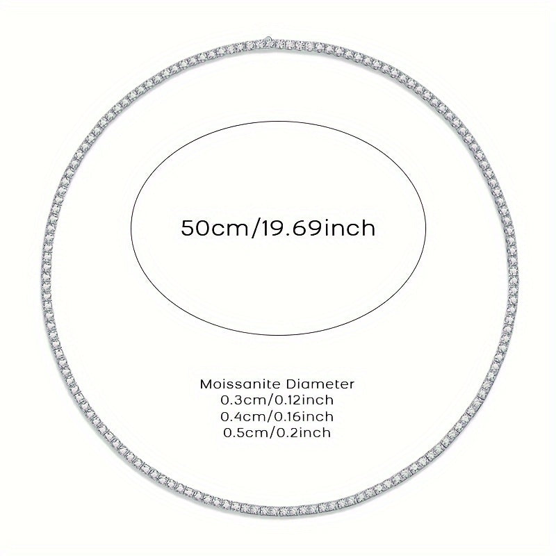 Sterling Silver Tennis Necklace with Moissanite Stones for Engagement and Gift