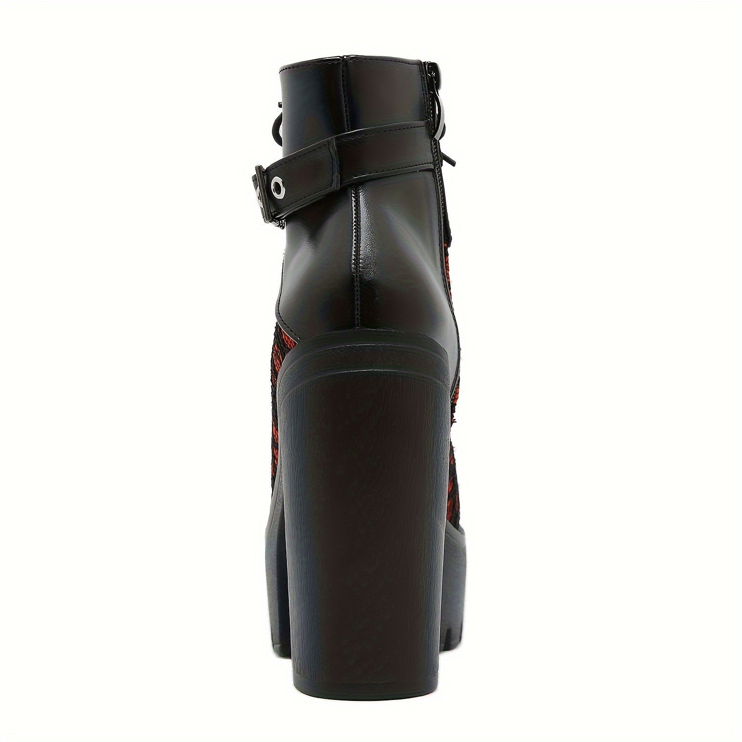 Women's Lace Red High Heel Ankle Boots with Platform Sole