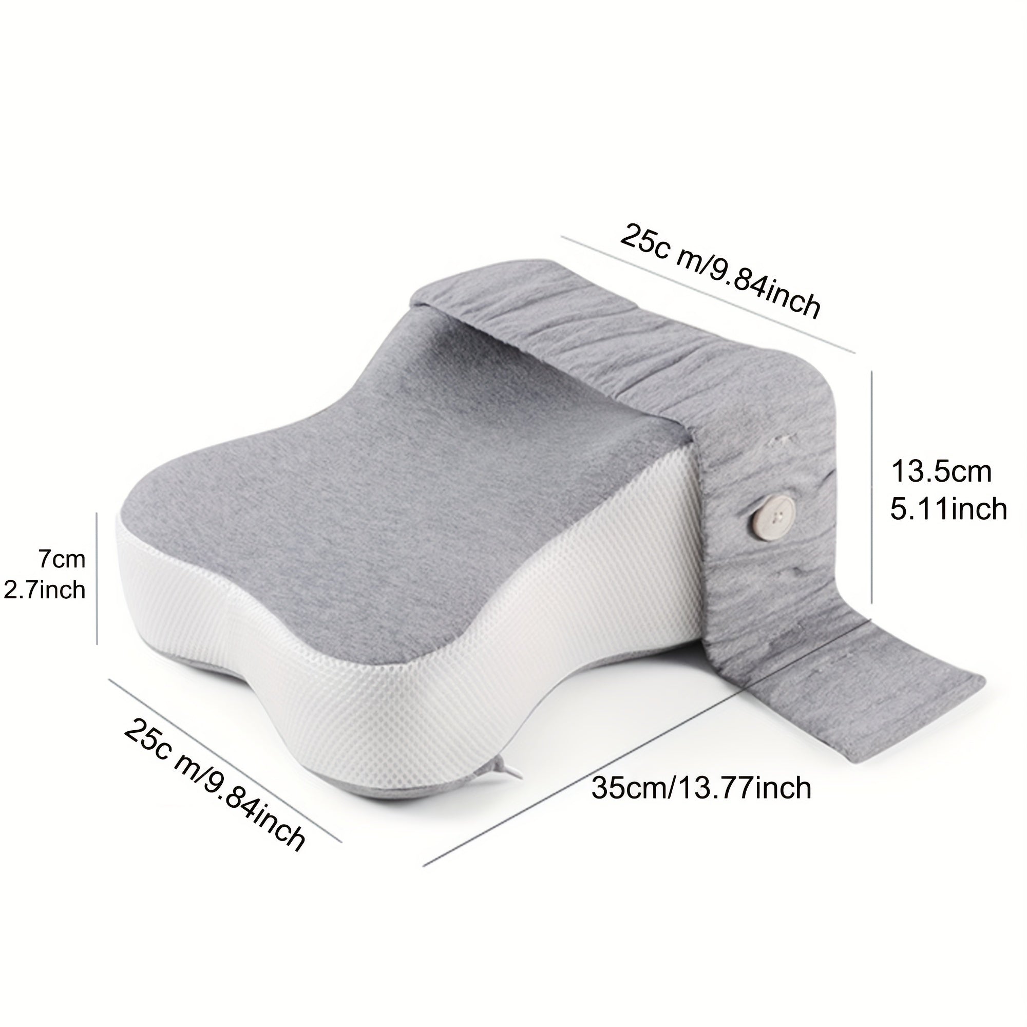 Memory Foam Knee Pillow for Side Sleepers with Strap for Back and Knee Pain Relief
