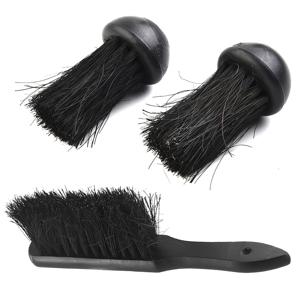 Two Round Fireplace Brush Head Replacements and Rectangular Fireplace Brush Set