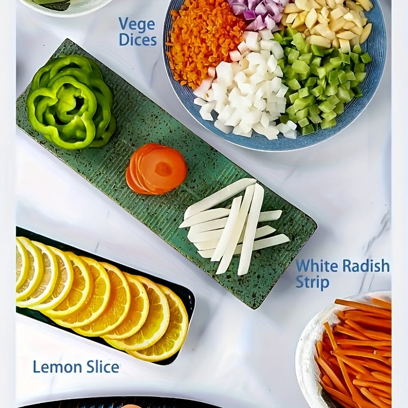 Multi-Function Vegetable Cutter with Adjustable Blades and Non-Slip Base