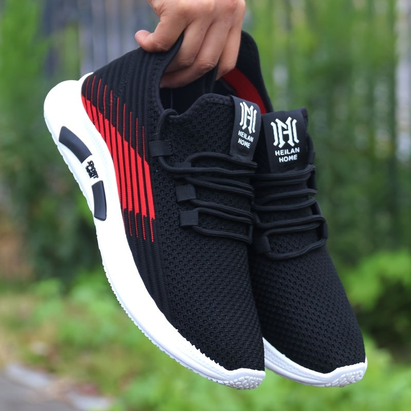 Zapatillas de punto tejidas para hombre para actividades al aire libre suela de goma antideslizante zapatos casuales con cordones