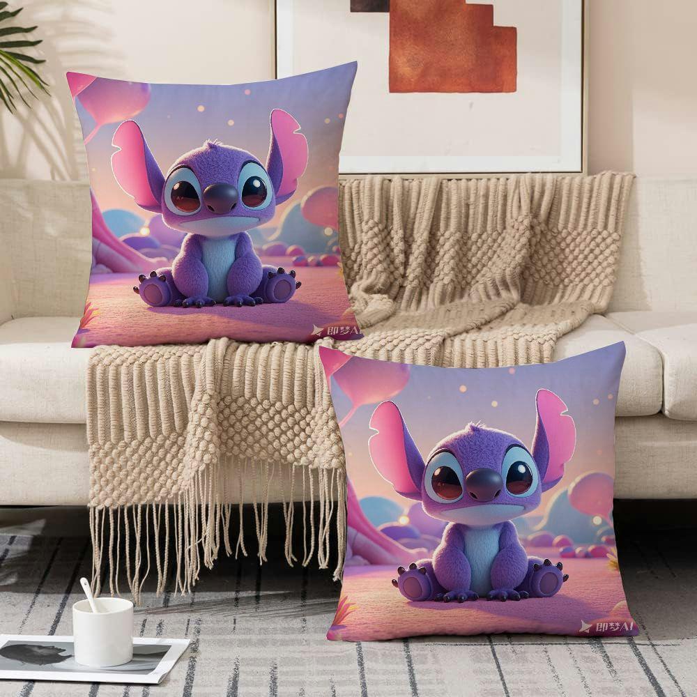 Set of 2 Disney Stitch Cushion Covers Modern Traditional Style Decorative Sofa Living Room Outdoor