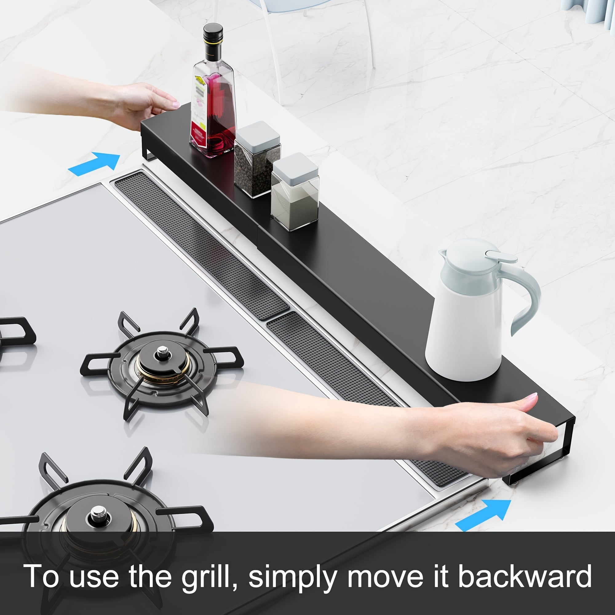 Stainless Steel Gas Stove Backsplash Guard Adjustable Oil-Resistant Shelf