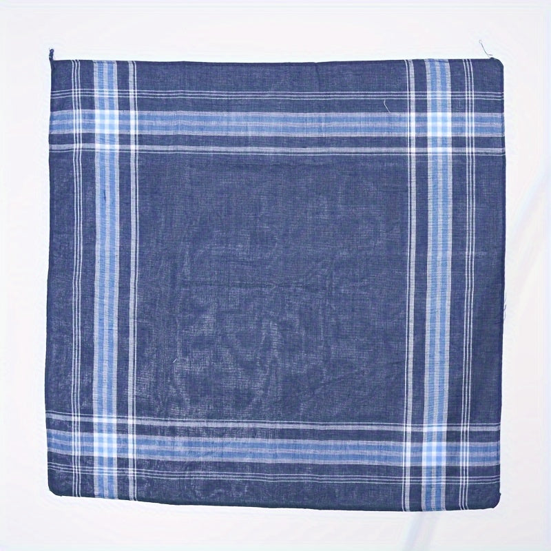 Set of 12 Men's Vintage Plaid Cotton Handkerchiefs Classic Style Hankies