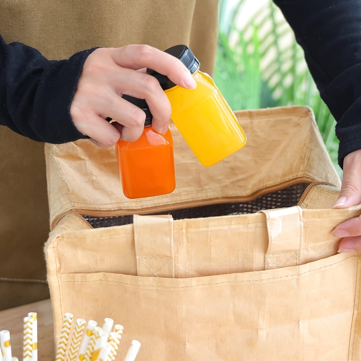 4oz shaffof plastmassa ichimlik shishalari, qopqog'lar bilan, 4, 6 yoki 8 ta, sharbat, sut, smuzi uchun