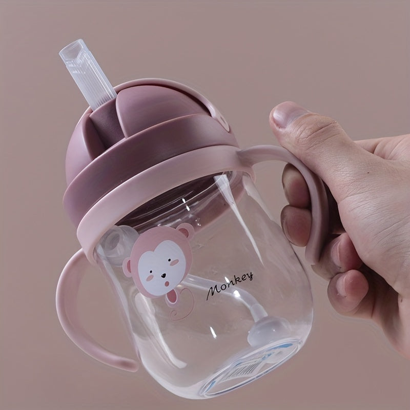 Cute Water Drop Shaped 280ml Drinking Water Bottle with Straw and Drop Resistance