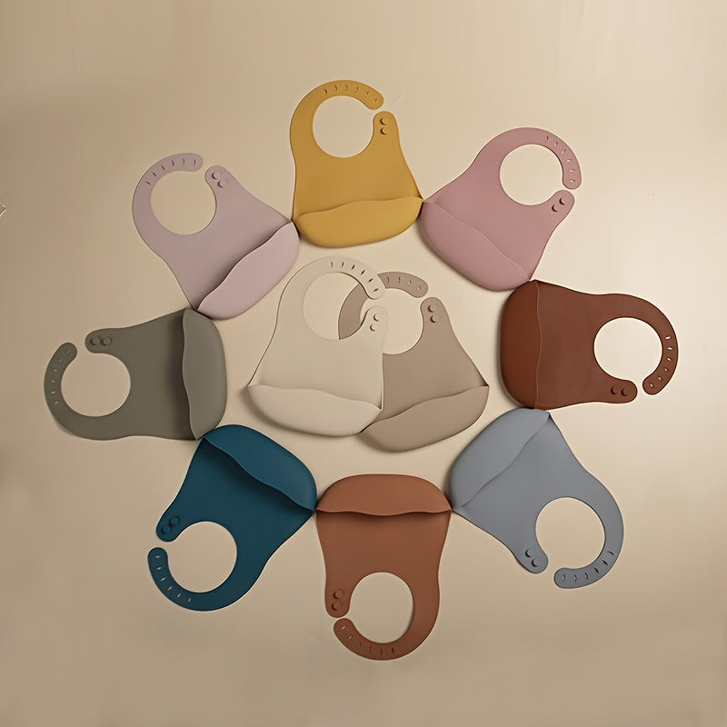 Adjustable Waterproof Baby Bibs for Infants Soft Silicone with Pocket